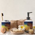 thumbnail image 4 of Ambesonne Savannah Soap Dispenser & Toothbrush Holder Set, Tropical Wild Giraffe Art, 2 Pcs, Chocolate Orange Blue, 4 of 6