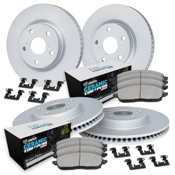R1 Concepts Carbon Coated Disc Brake Rotor Set with Euro Ceramic Pads and Hardware WDTH2-31031