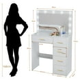 thumbnail image 3 of Teousev White Dressing Table Makeup Vanity with LED Lighted Mirror, Dimmable Lights & 5 Drawers, 3 of 8