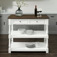 thumbnail image 5 of Kitchen Island Wood Top - Storage Island Cart, White/Dark Brown, 42" Wide, Transitional Design, 5 of 5