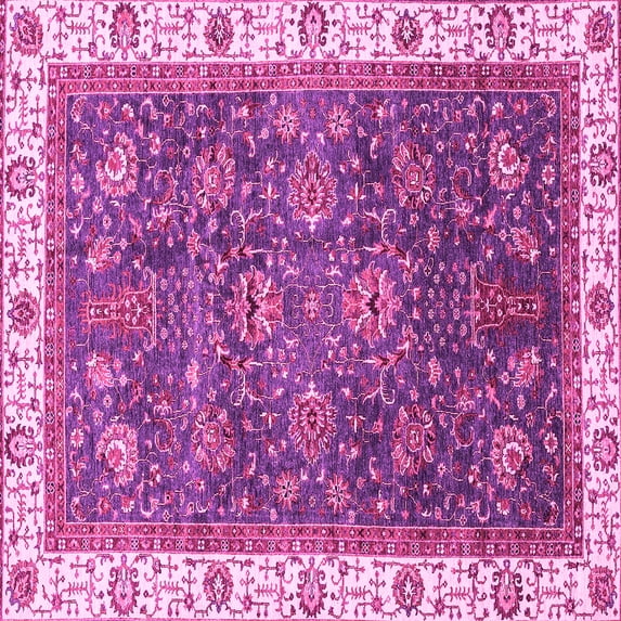 Ahgly Company Indoor Square Abstract Pink Modern Area Rugs, 7' Square