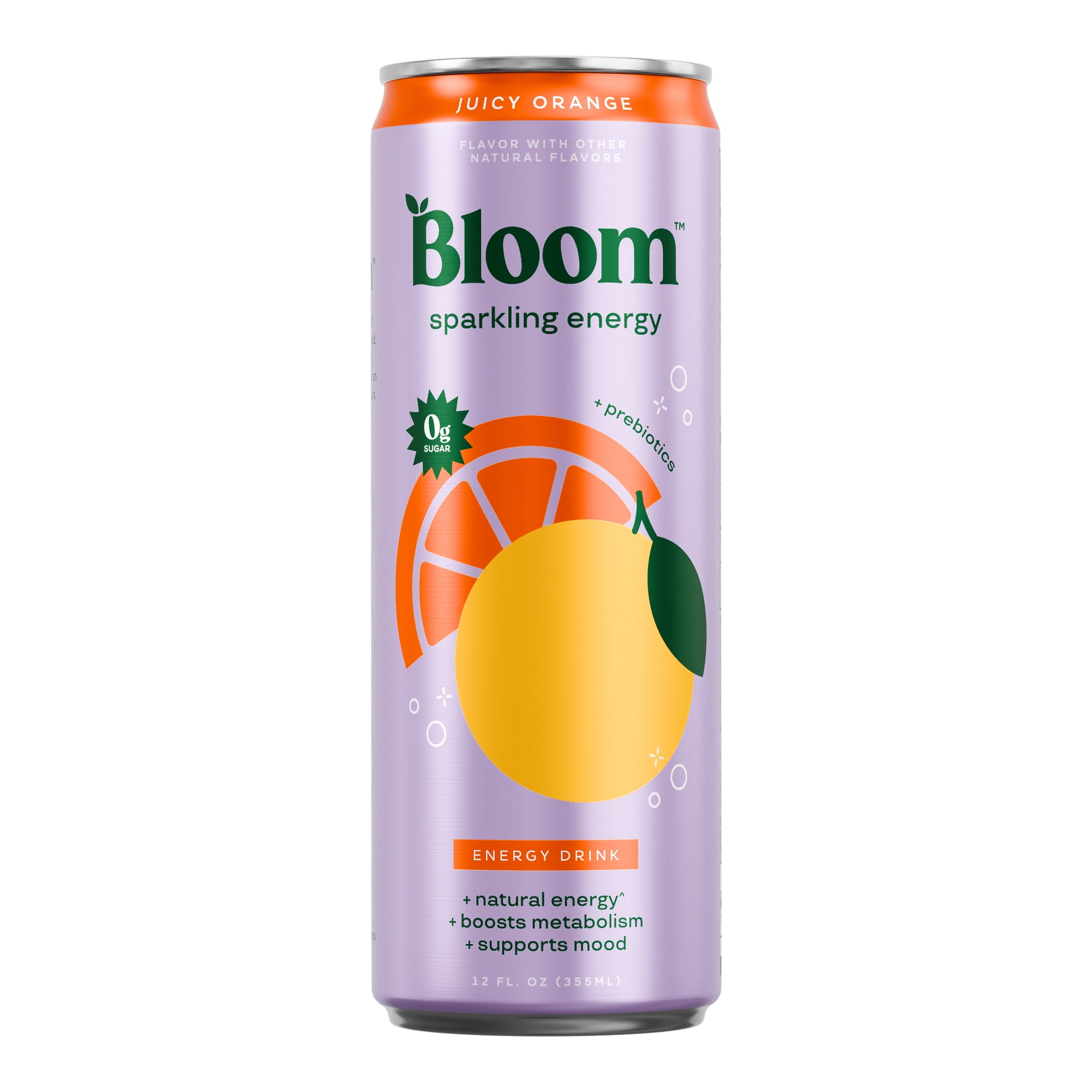 Bloom Nutrition Sparkling Energy Drink, Juicy Orange, 12 fl oz Single Can