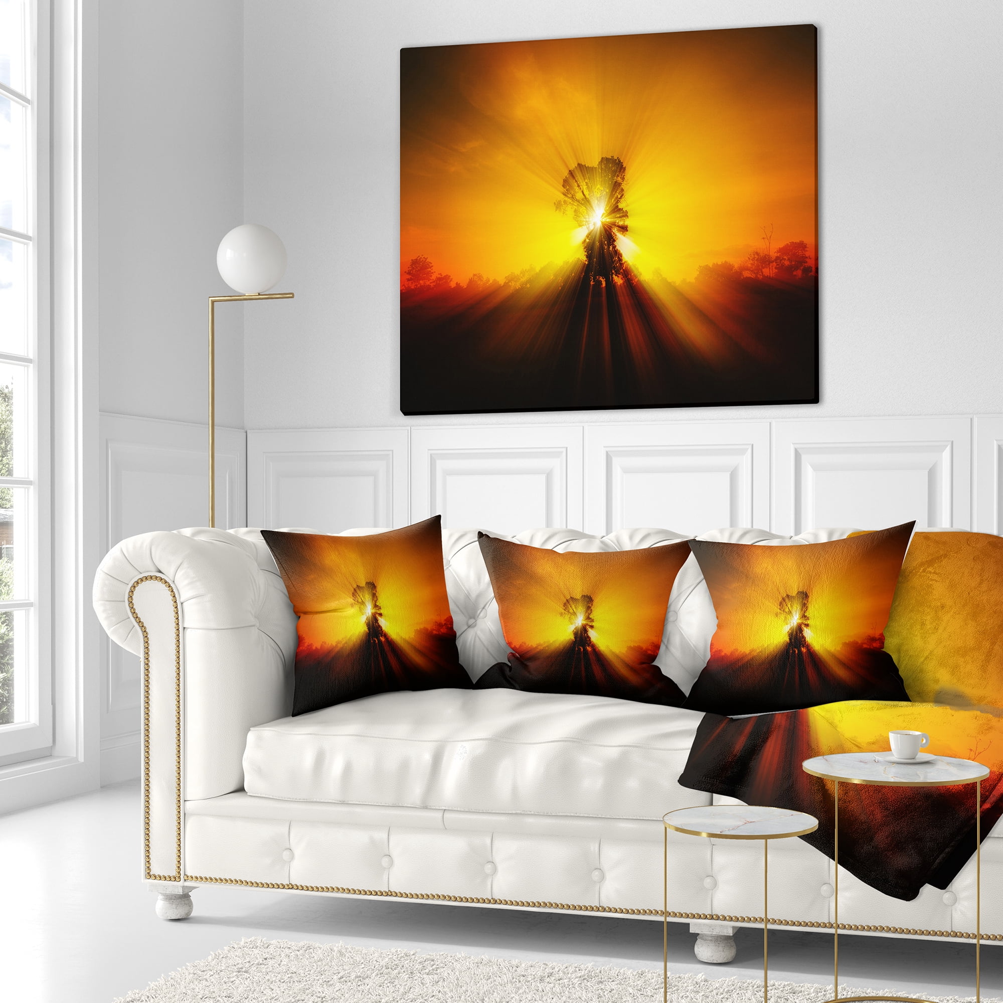 Designart Shadows of Trees - Landscape Printed Throw Pillow - 18x18