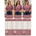 thumbnail image 3 of Mengpipi Women's Plus Size Tops Summer Short Sleeve V-Neck Ruffle Trim Loose Fit Solid Color Casual Blouse 1X-5X, 3 of 8