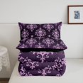 thumbnail image 5 of Homewish Gothic Skull Damask Full Size Comforter Sets,Halloween Bedding Comforter Set,Purple,Black Reversible,3-Piece,1 Comforter and 2 Pillowcases, 5 of 7
