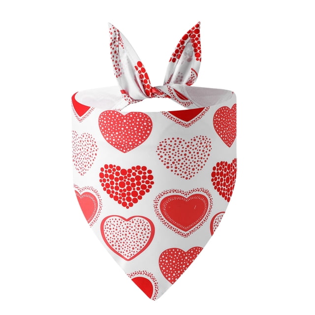B Dog Cat Bandana Scarf Valentine Day Themed Triangle Bib Pet Apparel Accessory With Cute Heart Design Style B