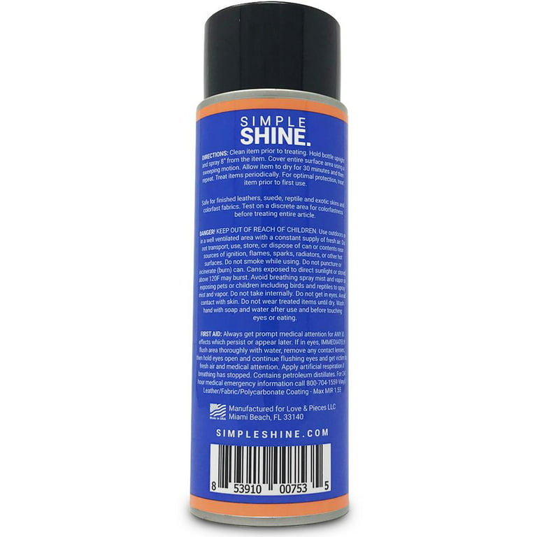 Simple Shine Shoe Protector Spray - Water Repellent for Sneakers, Boots,  Bags 