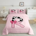 thumbnail image 2 of Erosebridal Letter Initial R Bedding Twin Comforter Set,Kawaii Bow Down Comforter,Breathable Reversible Bedding Sets Twin with Comforter,Cow Print Decor,3pcs, 2 of 8