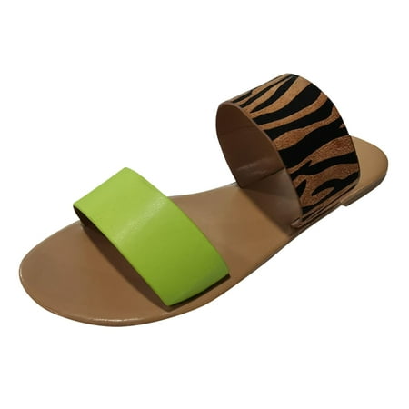 

asdoklhq Womens Shoes Clearance Under $20Color Blocking Polka Dot Printed Flat Sandals Aand Slippers