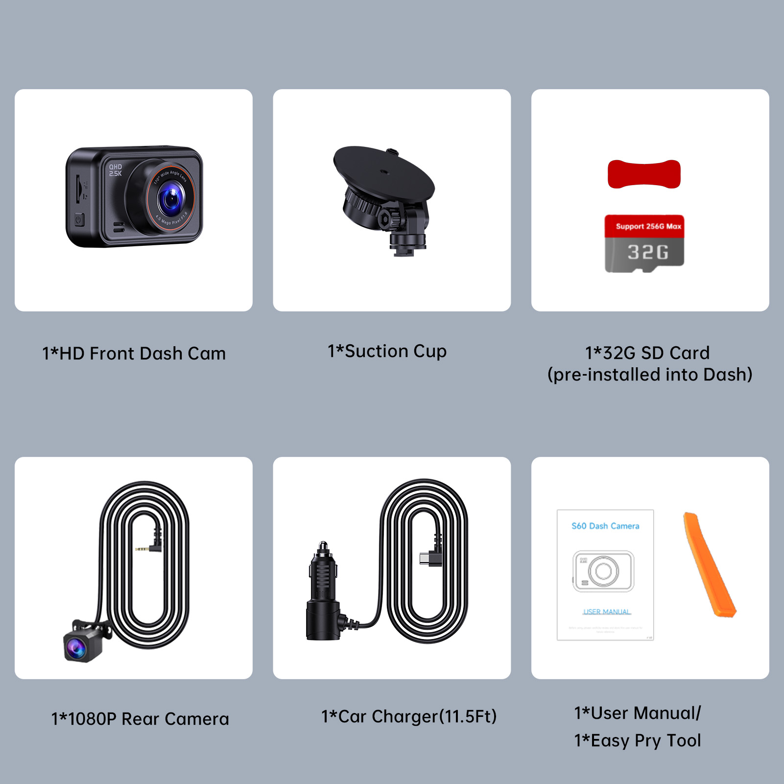 Artsic 2.5K Dual Dash Cam Front and Rear with 32GB Card photo 6