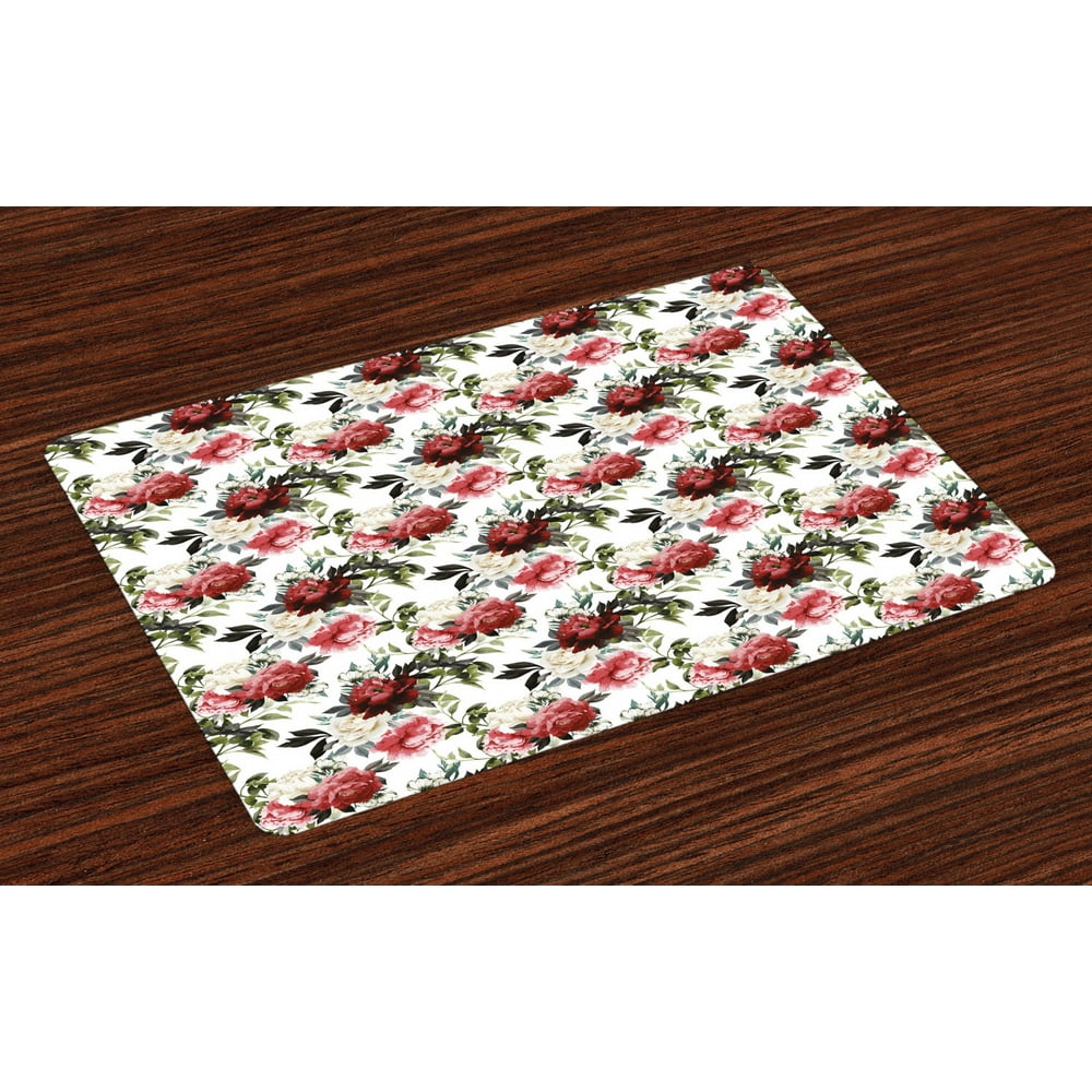 Shabby Chic Placemats Set of 4 Country Style Floral Flower Roses