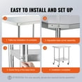 thumbnail image 6 of VEVOR Stainless Steel Work Table 24 x 30 x 38 Inch, with 4 Wheels, 3 Adjustable Height Levels, Heavy Duty Food Prep Worktable for Commercial Kitchen Restaurant, Silver, 6 of 9