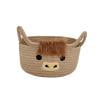Fareti Highland Cute Cow Basket for Small Shower Gift Basket, Round Woven Rope Cotton Storage, Blanket 0rganizer with Ears Handles, Blanket Towel Decor Storage Bins