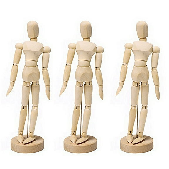 3X Wooden Drawing Draft 14 Various Poses Produced Drawing Material Movable Model Doll 14 cm