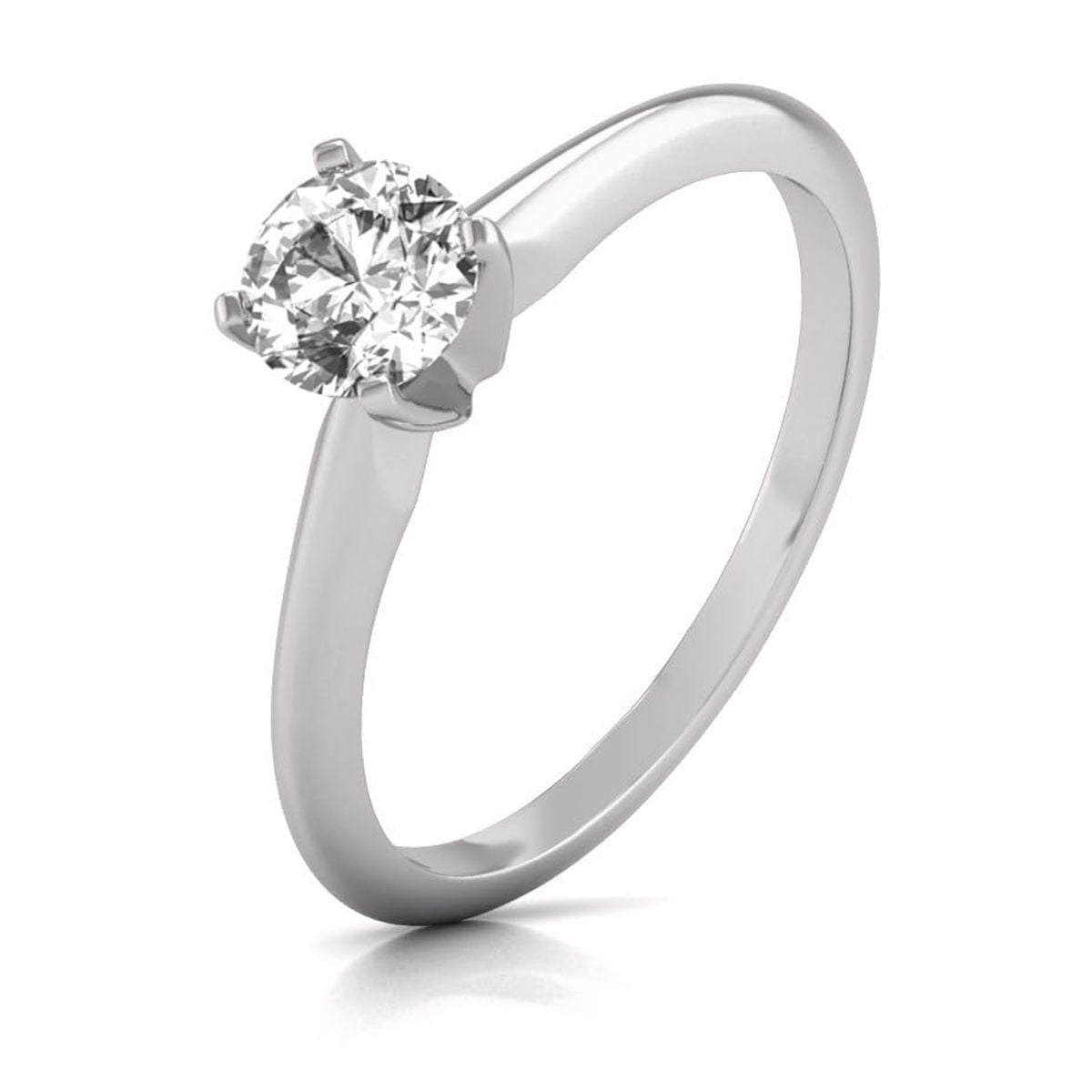 TimeLe$$ Classics 0.75 Carat Lab Grown 4 Prong Solitaire Round Cut Solitaire Diamond Engagement Ring For Women in 14K White Gold (Ring Size: 5)