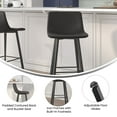 thumbnail image 4 of Merrick Lane Set of 2 Modern Black Faux Leather Upholstered Bar Stools with Contoured, Low Back Bucket Seats and Iron Frames, 4 of 12