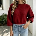 thumbnail image 3 of yillto Sweater for Womens Crop Knit Long Sleeve Fuzzy Crew Neck Pullover Warm Fall Winter Outwear, 3 of 6