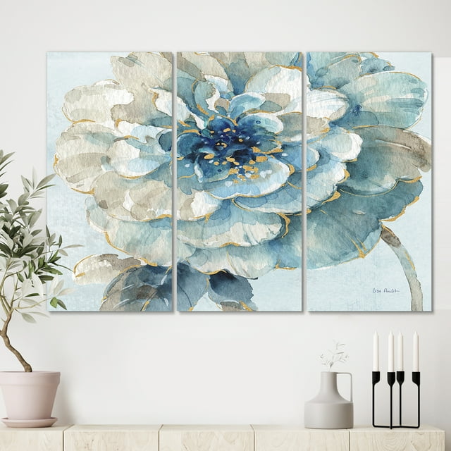 Designart - Indigold Watercolor Flower II - Farmhouse Canvas Artwork