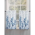 thumbnail image 3 of Kitchen Curtains 54 Inches length, Blue Leaf Window Treatment Curtain Drapes, Watercolor Country Plant Monochrome Branch Thermal Insulated Drapes for Basement Hotel RV, 42"x54", 2 Panels, 3 of 7