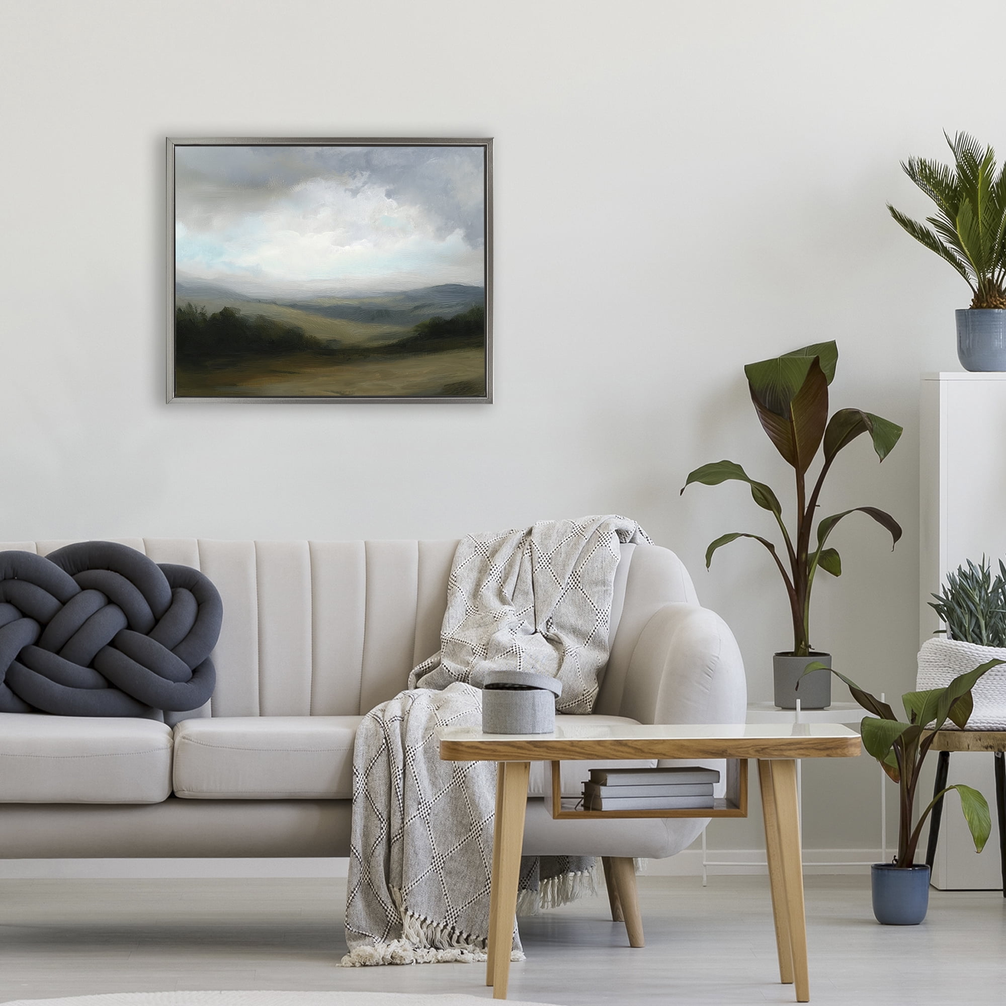 Stupell Industries Refreshed Quiet Rolling Hills Gray Framed Floater Canvas Wall Art, design by Annabelle Hall