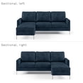 thumbnail image 5 of Novogratz Chapman Reversible Sectional Sofa and Floating Ottoman with Chrome Metal Legs, Blue Velvet, 5 of 9