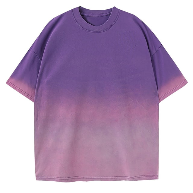 Besolor T-Shirt d'Été pour Hommes Dégradé Col Rond Manches Courtes Chemises Décontractées Amples Chandail Basique Hauts