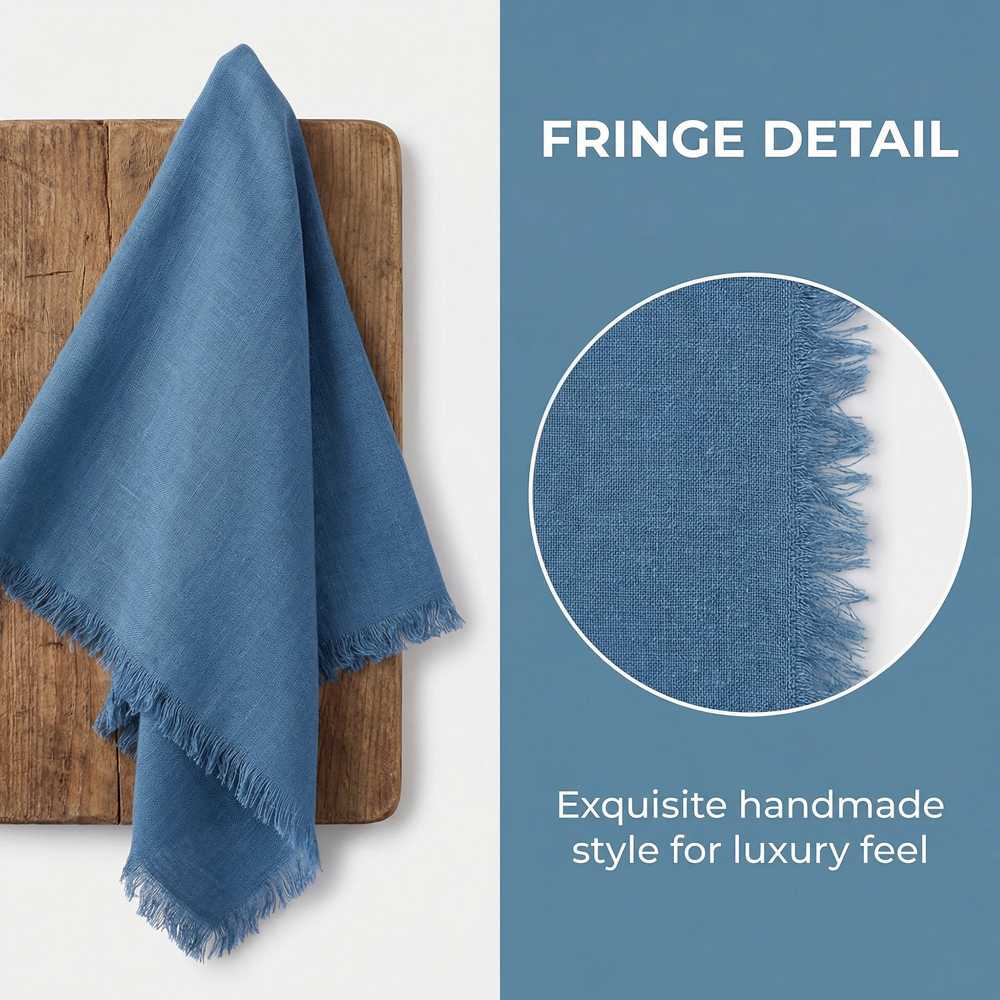 Unique Bargains Soft Absorbent Cotton Linen Kitchen Towels 4 Pack Blue 18" x 18"