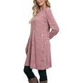 thumbnail image 3 of Vestido de punto para mujer, vestido de manga larga, vestido suéter para mujer, vestido túnica, vestido jersey con botones y bolsillos, 3 of 6
