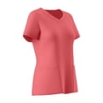 thumbnail image 3 of TEAJOPSUU Womens Scrubs Set Criss Cross V-Neck Short Sleeve Top4-Pocket Straight Leg Jogger Pants Side Split Scrubs Medical Uniform B-Watermelon Red, 3 of 8