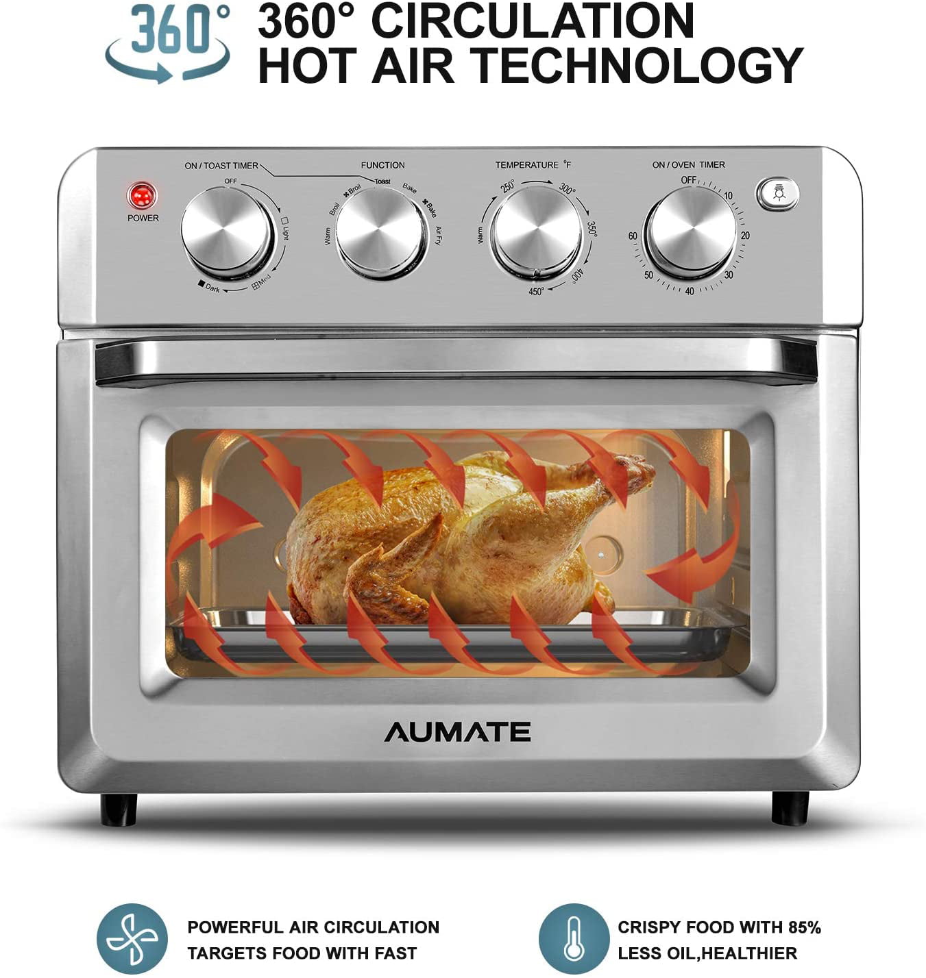 AUMATE Air Fryer Oven w/Rotisserie Dehydrator 13QT 10in1 Multifunction FREE  SHIP