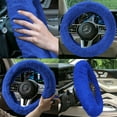 thumbnail image 5 of FH Group Doe16 Faux Fur Cozy Soft Fluffy Fuzzy Universal Fit Plush Steering Wheel Cover for Car, SUV, Van, Truck - Blue, 5 of 6