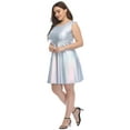 thumbnail image 2 of HDE Shiny Metallic Alien Costume Dress Futuristic Sleeveless Space Skater Dress Holographic 3X, 2 of 6
