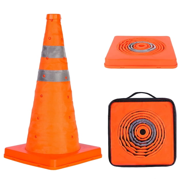 Conos de tráfico plegables GUARDLEAD de 18 pulgadas con collares reflectantes