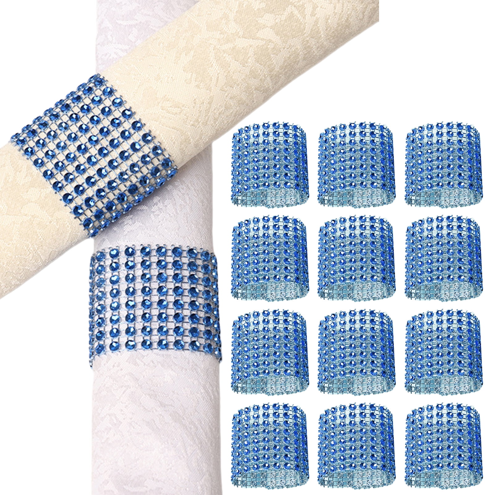 50Pcs Napkin Buckle Shiny Rhinestone Napkin Ring Reusable Fastener Tape ...