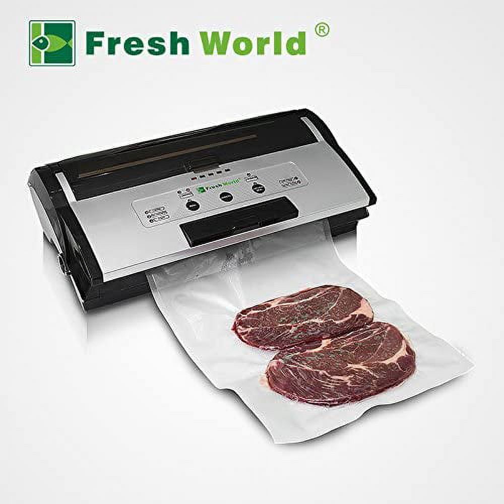 Fresh World FW-3150 Automatic Vacuum Sealer with Built-in Roll Storage, Cutter with starter Bags and Roll