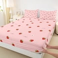 thumbnail image 3 of Homewish Kawaii Sweet Strawberry Twin Sheet Sets,Cute Daisy Flower Twin Fitted Sheet,Pink Red Flat Sheet For Girl Teens,Super Cozy Room Decor,3pcs, 3 of 7
