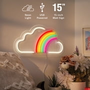 Brightside Rainbow Cloud LED Neon Wall Sign, Multi-color Decorative Lighting, 15