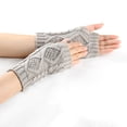 thumbnail image 4 of QQAMB Gloves for Women Hand Knit Fingerless Winter Wool Texting Gloves Mittens Warm Lined Stretchy Arm Warmers Mittens, 4 of 5