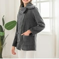 thumbnail image 5 of Lovskoo 2024 Women's Full Zip Sweatshirt Oversized Fleece Jacket Fall and Winter Long Sleeve Double Zipper Lapel Collar Jacket Gray, 5 of 9