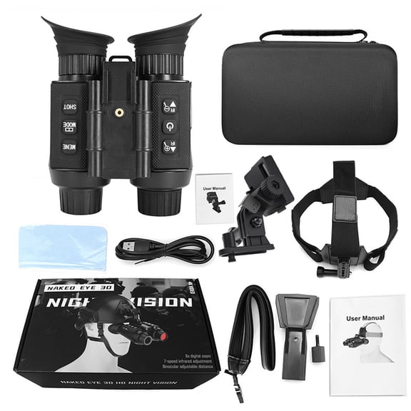 Telescope NV8300 Dual-Screen 3D Night Vision Goggles – 4K/36MP Recording, 6x Binocular & 8x Digital Zoom, 300m Range, 2600mAh Battery, Adjustable Eyepiece for Hunting, Wildlife, Camping