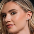 thumbnail image 4 of 14K White Gold White Moissanite and White Lab Grown Diamond Martini 3 Prong Secure Screw-Backs Stud Earrings for Women with Removable Jackets | 2.08 Cttw | Gemstone Birthstone | Round 6MM, 4 of 6