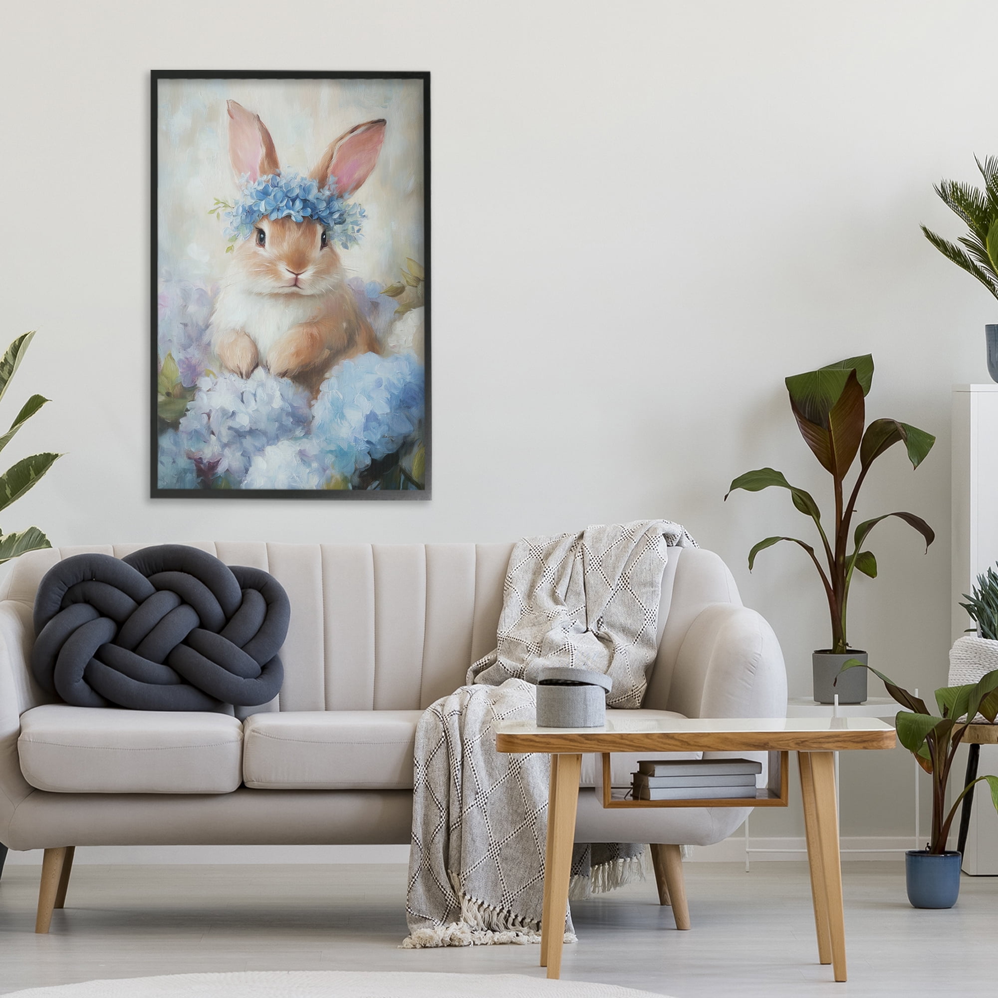 Stupell Industries Bunny In The Blossoms Black Framed Giclee Art, design by Tina LeCour