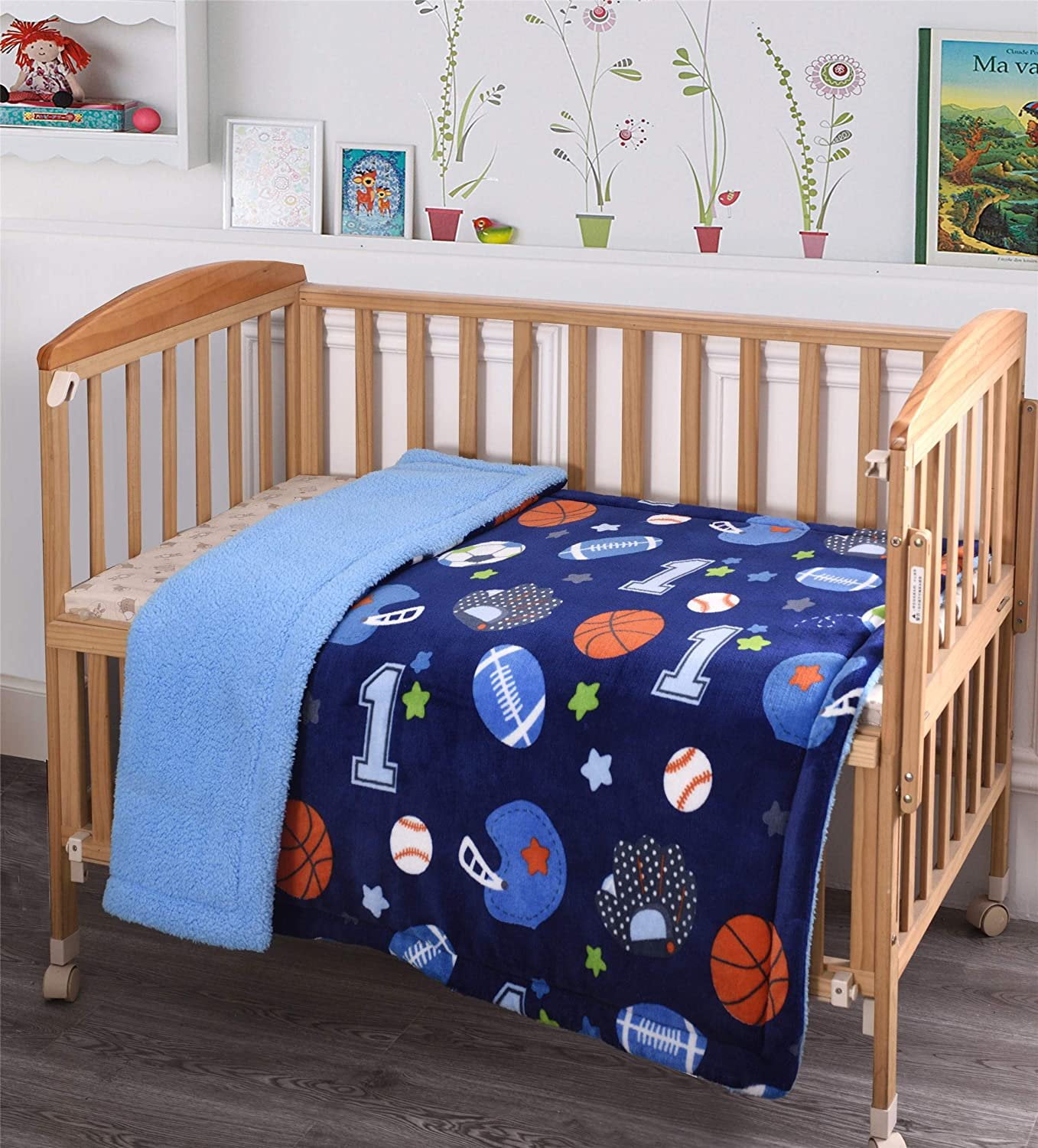 Kids Baby Toddler Super Soft and Cozy Blanket, 40" x 50", Blue Plush