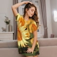 thumbnail image 3 of Sikiie Golden Sunflower In Field Print Women's Short-sleeved Nightdress, Round Neck Pullover Nightdress Pajamas Summer Home Wear, 3 of 6
