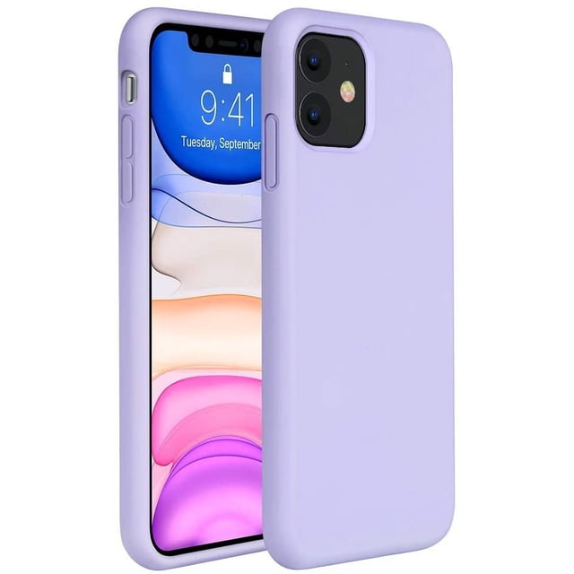 Liquid Silicone Case Compatible with iPhone 11 6.1 inch(2019), Gel Rubber Full Body Protection Shockproof Cover Case Drop Protection Case (Light Purple)