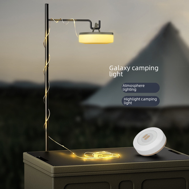 Luz LED para acampar, luz con dosel para ambiente de campamento en tienda de campaña al aire libre, luz de cinta LED recargable de alta resistencia
