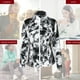 thumbnail image 3 of Chaqueta casual estampada para mujer Sudadera deportiva con cremallera de manga larga Yoga de secado rápido (Negro y blanco-M), 3 of 8