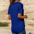 thumbnail image 5 of yunLCZ Basic Women's Tees Discounted New Women's Casual V Neck Solid Color Lapel Short Sleeved Shirt Summer short sleeve loose fit tunics, 5 of 7
