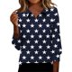 thumbnail image 3 of TaTaai Women's V Neck Slim 3/4 Sleeve Print Top, Fashion Casual Fall Style, Ribbed Stretchy Fabric, Casual Daily Garment, Cold Water Wash Design Gift, 3 of 5
