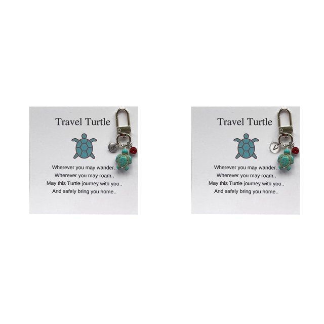 (2-Pack) Kcodviy 26 Letter Handmade Turtle Large Key Rings Heavy Duty Keychain Turtle Combination Pendant Mens Key Holder 26 Letter Surname Travel Womens Id Holder Turtle Keychain Pendant